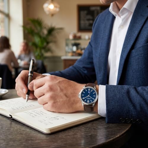 Ben Sherman Westminster Blue Dial Brown Genuine Leather Strap Quartz Analog Watch for Men, Mineral Glass, 3 ATM, 43mm Case — view 4