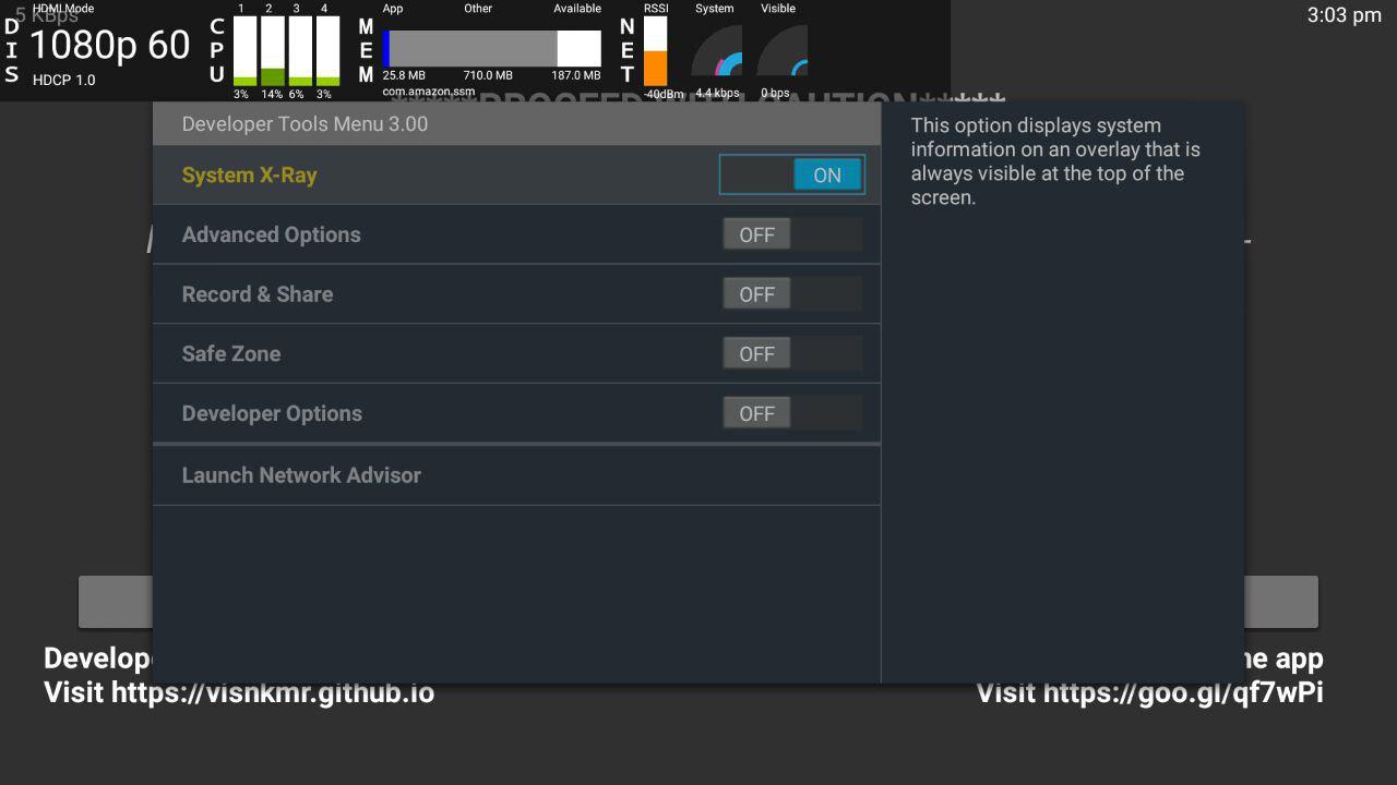 Developer Tools Shortcut for Fire TV