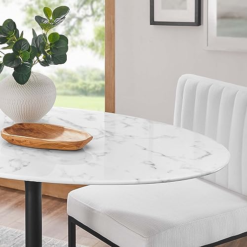 Image of Modway Lippa 48 inch Oval Artificial Marble Dining Table, Black White