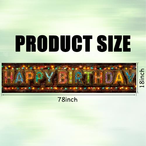 Image of Nuxovilar Birthday Yard Banner Stained Glass Wall 78.7x17.7 Polyester | Yard poster photo background outdoor sign birthday banner fence garden porch (Stained Glass)