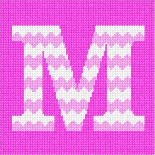 Pepita Needlepoint kit: Letter M Pink Chevron, 7