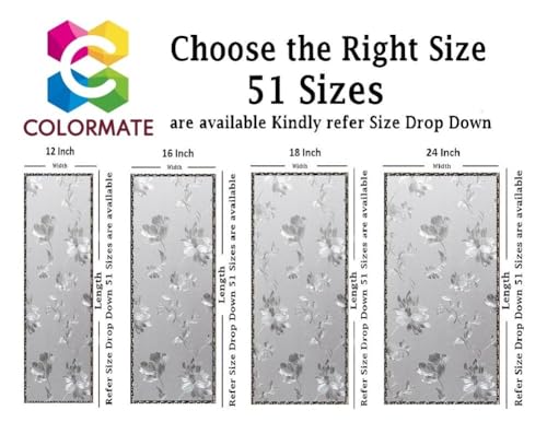 Image of COLORMATE Premium Vinyl Stained Frosted Window Glass Film (12x100 Inch) - Self-Adhesive Wallpaper Sticker Opaque Tint for Window Glass Privacy Cover, Door, Office, Home.| Anti-UV. Frosted Flowers