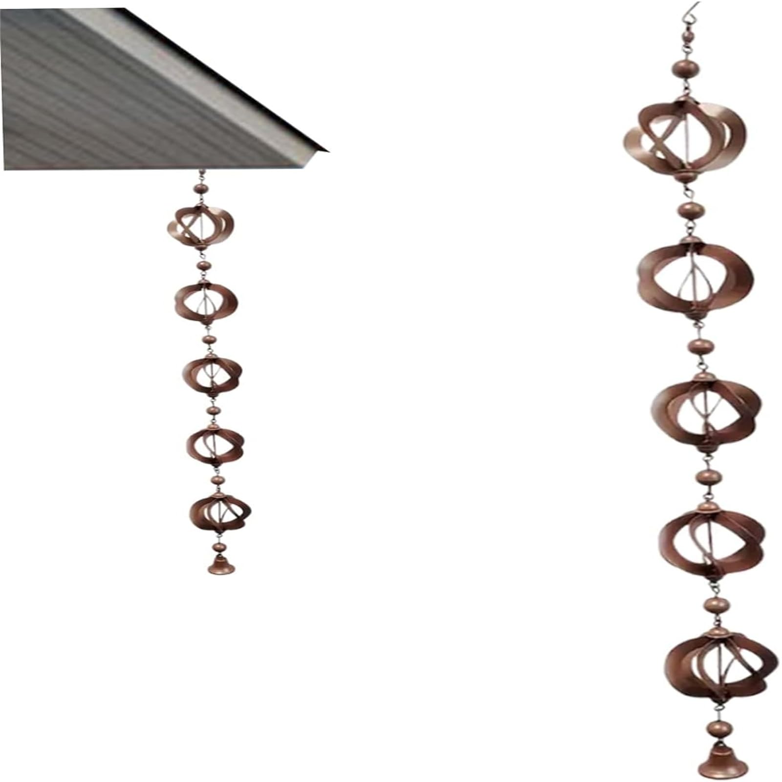 Chaîne de Pluie en Métal pour Gouttière, 108 cm, Carillon Pluie, Pluie à Suspendre, Décoration Jardin, Chaîne Attrape Pluie, Carillon éolien Rétro