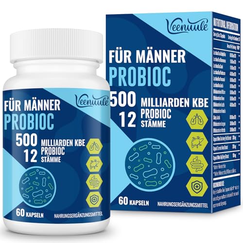 Probiotika für Männer, 12 Bakterienstämme mit 500 Mrd. KBE pro Tagesdosis, Hochdosierter Kulturen Komplex mit Cranberry, Kurkuma und Goji (60 stück (1er Pack))