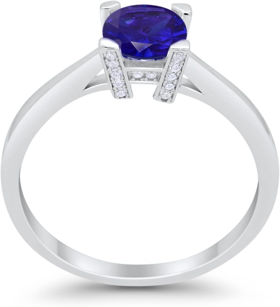 Blue Apple Co. Art Deco Vintage Style Solitaire Wedding Engagement Ring Round Cubic Zirconia 925 Sterling Silver