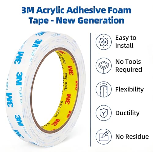 Liedrg Double Sided Tape 0.39"×16.5Ft, Heavy Duty Mounting Tape, Removable PE Foam Tape with No Residue, Waterproof Adhesive Tape for Walls Home Office Decor Crafts Photos Posters — view 5