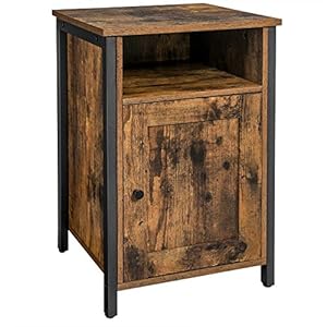 VASAGLE Nachtkastje, bijzettafel met plank, metalen frame, industrieel ontwerp, 40 x 40 x 60 cm, vintage bruin-zwart…