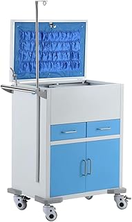 Stainless Steel Mobile Medical Carts, Mobile Clinic Cart Heavy Duty Capacity Rolling Lab Cart with Wheels, Drawer, Infusion Pole for Lab Clinic Salon