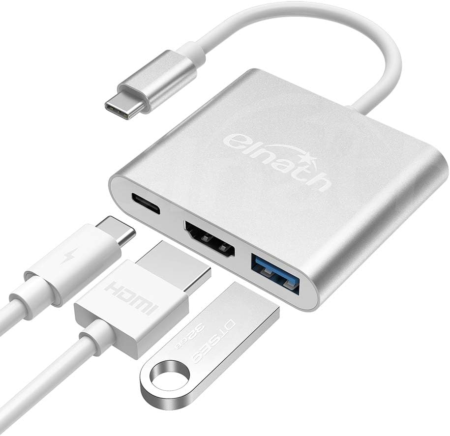 Type-C to HDMI Adapter USB C Hub Adapter Converter 4K USB 3.0 USB-C Charging Port Compatible for New MacBook with Thunderbolt 3 Chromebook Pixel DELL XPS13 USB-C Digital AV Multiport Adapter