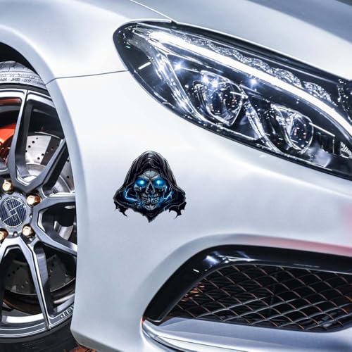 Image of 2Pcs Skull Sticker Car Decals,Car Scratch Sticker，Halloween Decorative Sticker，3D Skull Car Sticker for Car Truck Trailer SUV Outdoor Window Wall Laptop Tablet Any Smooth Surface (A)