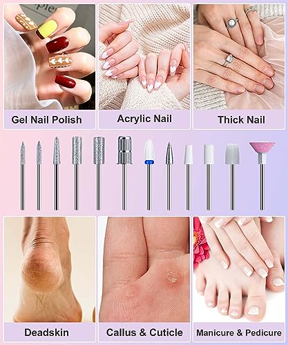 HEBECA Electric Nail Drill Professional, Electric Nail Files for Acrylic and Gel Nails 20000rpm - Image 3