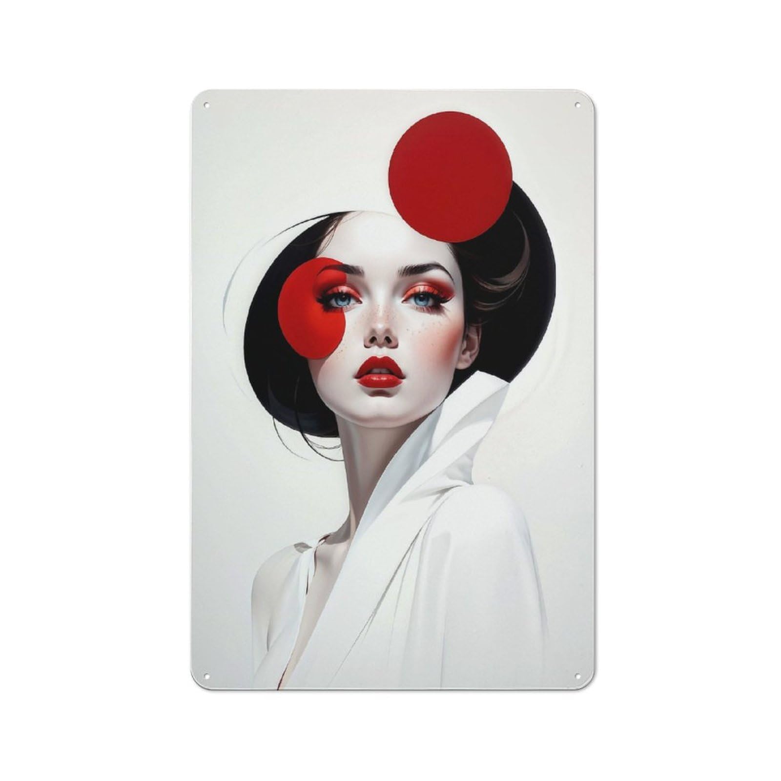 Junmoney Style-1 Red Circle Portrait Rustic Tin Wall Plaque 30X20cm For Hobby Room Or Studio, A Christmas Gift For People Styling Hobby Room And Studio