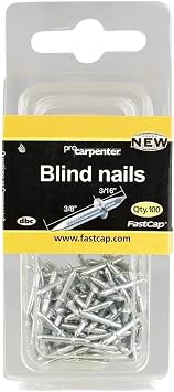 FastCap Double Ended Blind Nails 9+5mm 3/8"+3/16" Pack of 100 Invisible Mechanical Connector, Hardened Steel, Ideal for Woodworking and Finishing, for Secure Joinery & Easy Setting