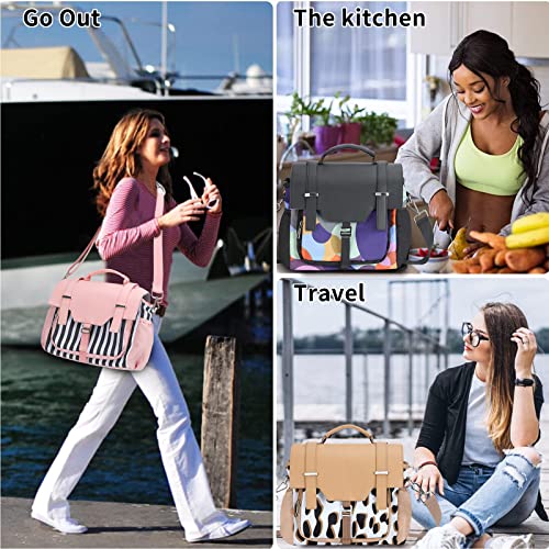 Scothen Lunch Bag For Women,Insulated Lunch Box,Large Lunch Tote Bag For Adult,Leakproof Tote Cooler Bag With Shoulder Strap,Reusable Lunch Purse Cute Lunchbag For Women Work,Teacher Nurse Lunch,Black #TOP5