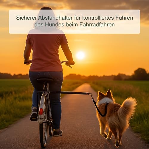 Relaxdays Fahrradleine Hund, Hundestange für Fahrrad, mit Abstandshalter, Flexible Hundeleine, Hände frei, schwarz