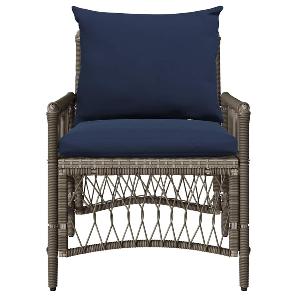 Générique Krzesło ogrodowe Polyrattan Szary 73 x 61 x 77 cm | Z poduszką zewnętrzną, stalowa rama malowana proszkowo, wygodne siedzisko, ergonomiczna konstrukcja