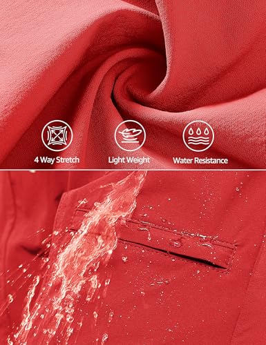 luvamia Hiking Shorts Red Womens Lightweight Shorts High Waisted Camping Outfits for Women Size Medium Size 8 10