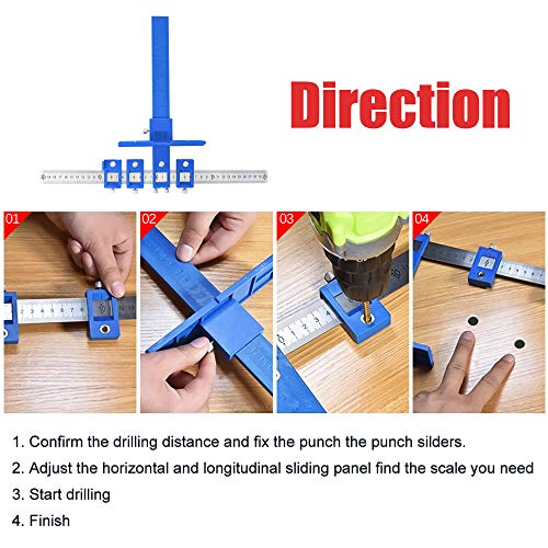 Cabinet Hardware Jig Template, Punch Locator Tool, Drawer Hole Locator Drill Guide Template Wood Drilling Dowelling for Installation Of Handles, Knobs on Doors and Drawer Pull, Inch and Metric