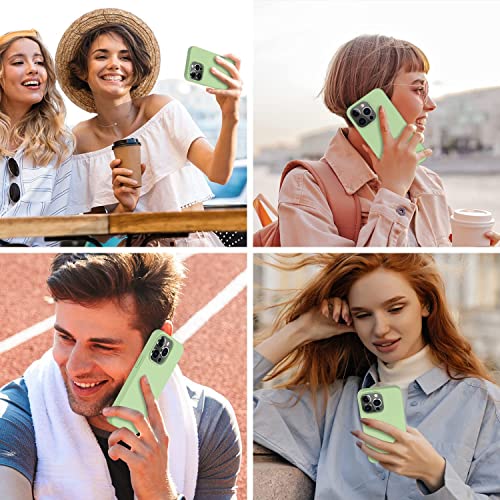 Image of Elzzi Microfiber Candy Case Compatible for iPhone 14 PRO MAX, Shockproof Slim Back Cover Liquid Silicone Case (Matcha Green)
