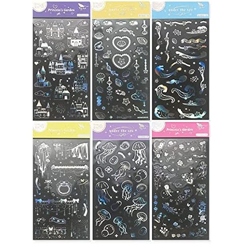 ZYWJUGE Stickers Guka Assortment Set, 6 Sheets (more than 200 pcs) Themes Collection for Kids, Decorating DIY Arts and Crafts for Kids, Sparkle Cute Fun Stickers, Relaxing Goo Card Stickers Kits for Teens Girls and Boys Cover