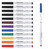 TWOHANDS 12 Count Wet Erase Markers Fine Tip, Wet Wipe Pens for Whiteboard, Acrylic Calendar Planning Board, Windows, Mirror, 8 Assorted Colors, 19707