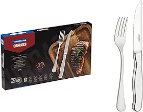 Jogo para Churrasco Tramontina Zurique em Aço Inox Facas Jumbo Fio Serrilhado Acabamento Alto Brilho 12 Peças