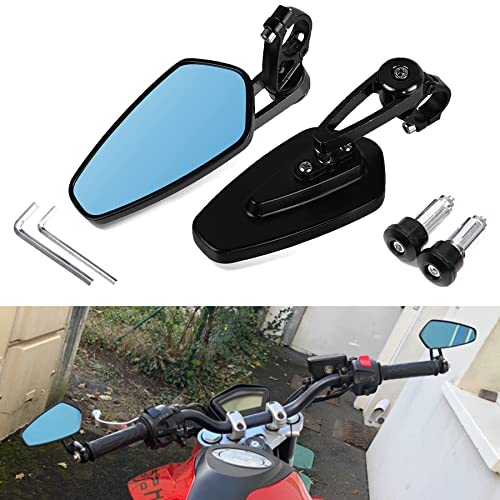 Heart Horse Motorcycle Blue Rearview Mirror, Universal 7/8 Rod Tail Mirror Motorcycle Rearview Mirror, HD, Explosion Proof, Convex Lens Wing Folding End Side Mirror