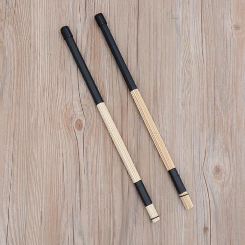 Baquetas de jazz en bambú para música jazz y folk, par de baquetas suaves tipo pincel miniatura 4