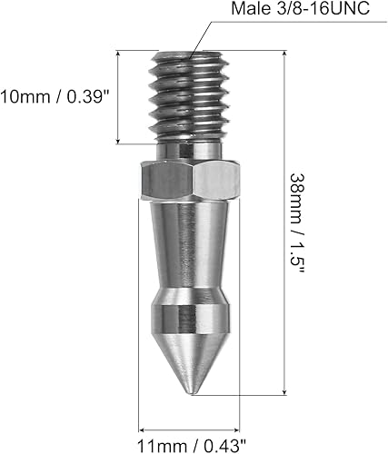 Miniatura 2 de PATIKIL Pico de trípode de rosca de 38 pulgadas, paquete de 6 trípode para cámara, tornillo de pico de acero inoxidable, adaptador de montaje de