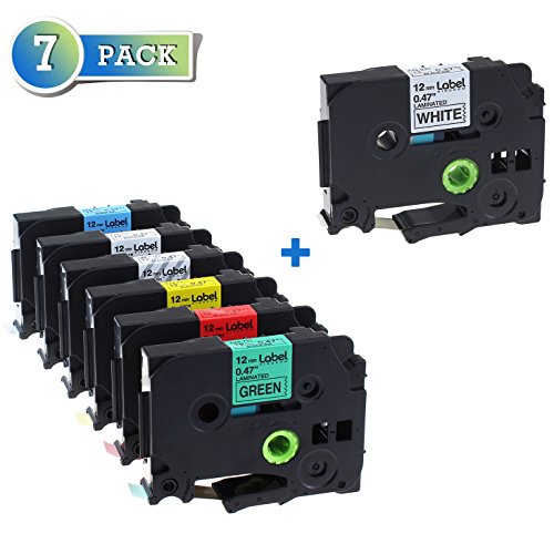 Label KINGDOM Compatible Label Tape Replacement for Brother P-Touch TZ TZe Label Tape TZ131 TZ231 TZ431 TZ531 TZ631 TZ731, 1/2 Inch x 26.2 Feet, 7 Pack