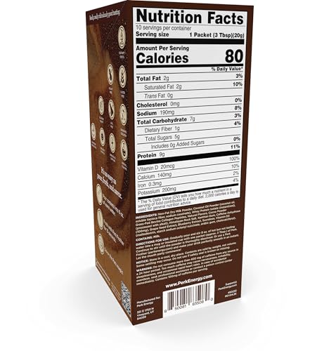 Image of Perk Energy Drink Mix (Brown Sugar Latte) 10 Stick Packs, Gluten-Free | Caffeinated Healthy Coffee Alternative with Protein, 100mg of Caffeine, Peanut-Free