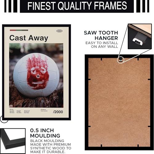 Image of BLINKART Cast Away Movie Poster Frame 8x12 Inch | Premium 300 GSM Paper Wall Print | Mid Century Vintage Film Artwork for Home, Bedroom, Living Room, Office | Framed Photo Decor