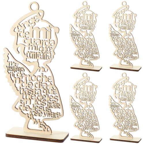 Briwooody BRIWOOODY-RRY-432 18 Pcs Guardian Angel Wings Girl Wooden Baptism Centerpiece For Table Wood With Stand Angel Laser Cutout Religious Baptism Favor cover