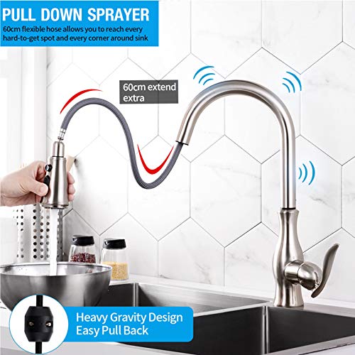 Robinet de cuisine tactile avec douchette extractible chrome - 5