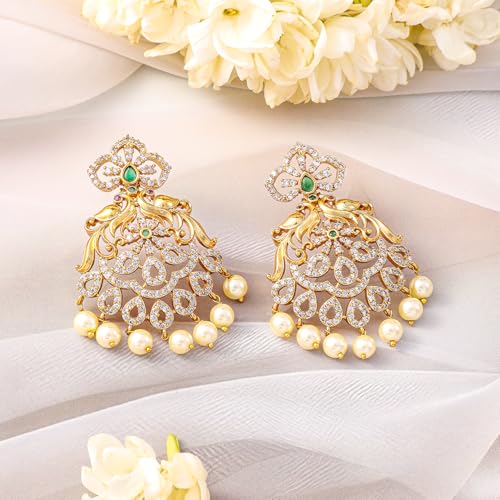 Image of Rubans American Diamond Zirconia Necklace Set Traditional Stylish Jewellery Gift for Women & Girls