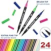 Dual Brush Marker Pens,24 Colored Markers,Fine Point and Brush Tip for Kids Adult Coloring Books Bullet Journals Planners,Note Taking Coloring Writing - Image 3