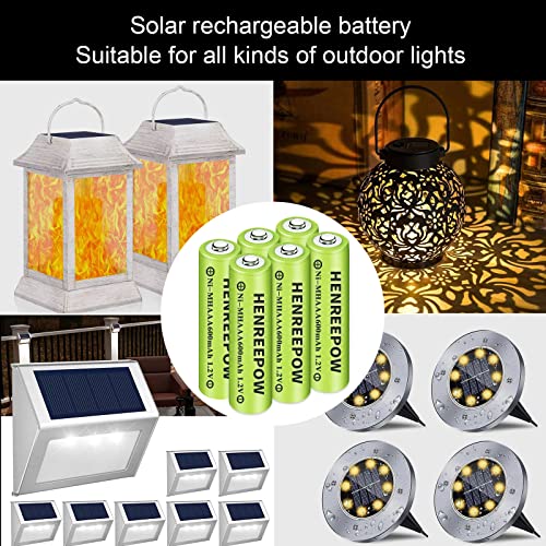 Henreepow Ni-Mh Rechargeable Aaa Batteries High Capacity 1.2V Pre-Charged Triple A Battery For Garden Lights, Outdoor Solar Lights, Battery String Lights, Pathway Lights (Aaa 600Mah-12Pack) #TOP1