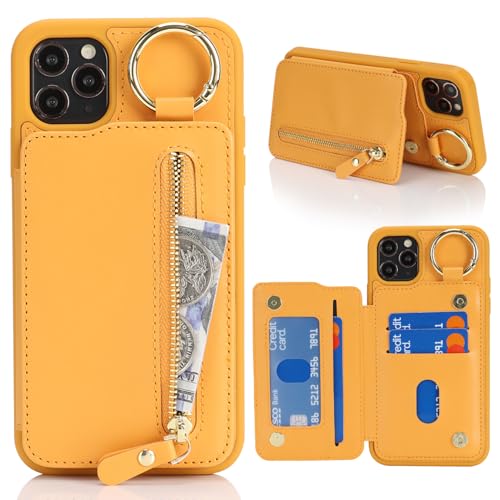 Étui portefeuille iPhone 11 Pro Max anti-choc jaune Havaya pour éviter la perte de vos cartes