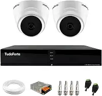 Kit 2 Câmeras Dome VHL 1220 D G8 HDCVI 2mp Intelbras Visão Noturna 20m + Dvr Tudo Forte TFHDX 3304 4 Canais