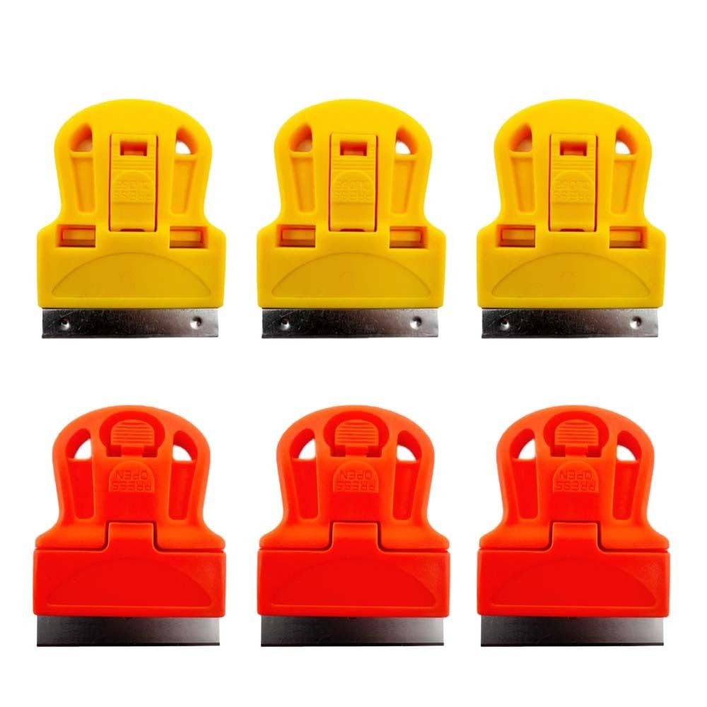 Mini Razor Scrapers, 6PCS Mini Plastic Razor Steel Blade Scraper Window Scraper Paint Scraper Wallpaper Sticker Decal Residue Label Removal