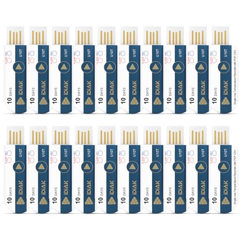 U10T 20 Pack USB Temperature Data Logger Single Use Temp Recorder with PDF and Excel Recording Thermometer 14400 Points High Accuracy 10 Days Cold Chain Transportation Fresh Tag