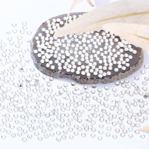 Image of Crystal Clear Flatback Rhinestones SS4 (1.5-1.7mm), 2880pcs Glass Nail Gems, Non Hotfix Rhinestones for Nails, Crafts, Clothing, DIY Bling Decorations