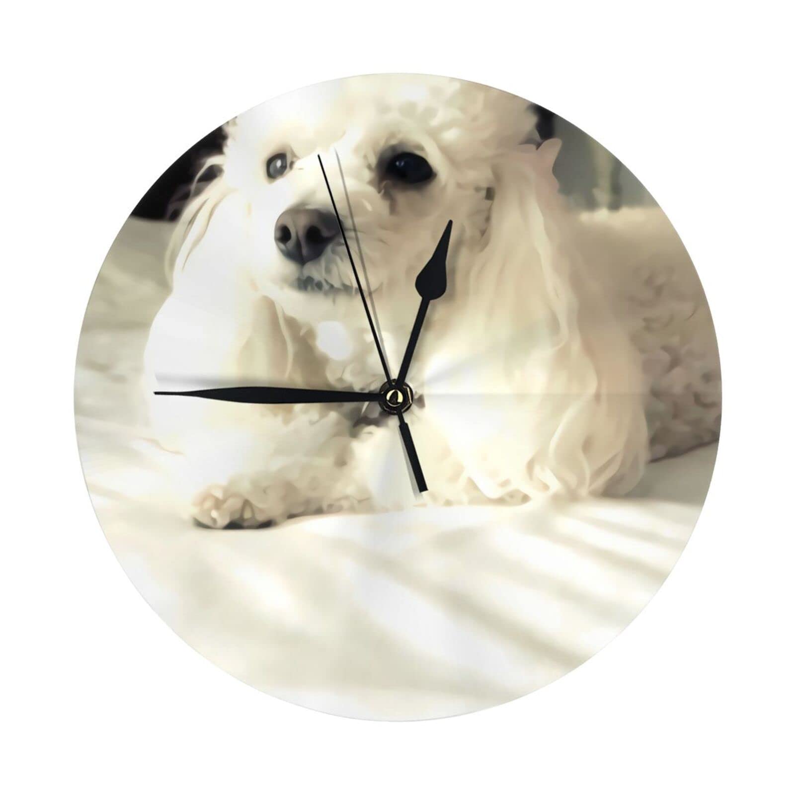 lYonge French Poodle Round Wall Clock 10in Silent Frameless Glassless for Livingroom Decor
