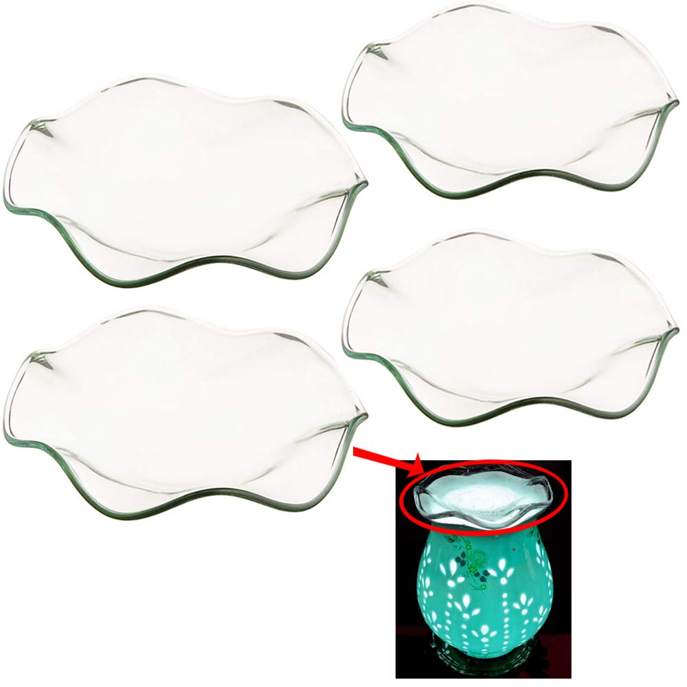 4 Pack Replacement Glass Dish Electric Lamps Oil Aromatherapy Tart Warmers 3.25