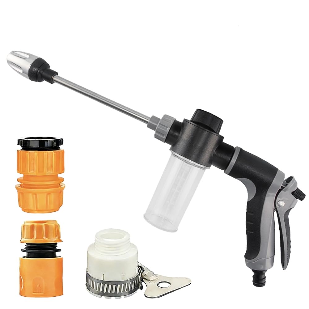 KQWVZ WaterBlitz Pressure Washer, WaterBlitz High-Pressure Nozzle, Water blitz Power Washer with 3 Metal Connector&Foam Jug, 360° Rotating,Aquoxis Pressure Washer Gun for Garden Car Patio