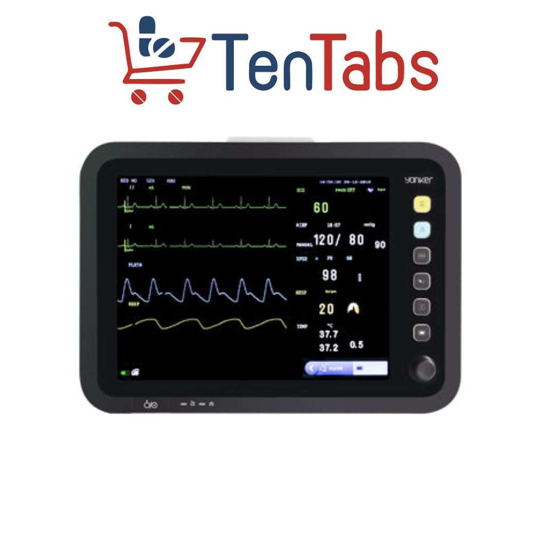 TenTabs Yonker Multipara Patient Monitor YK-8000C with Adult Probe | 5 para Patient Monitor | ICU Vital Signs Monitor for Adult | TFT Display | Hospital Clinic ICU/CCU/OR Use (1 Yr Warranty) 1