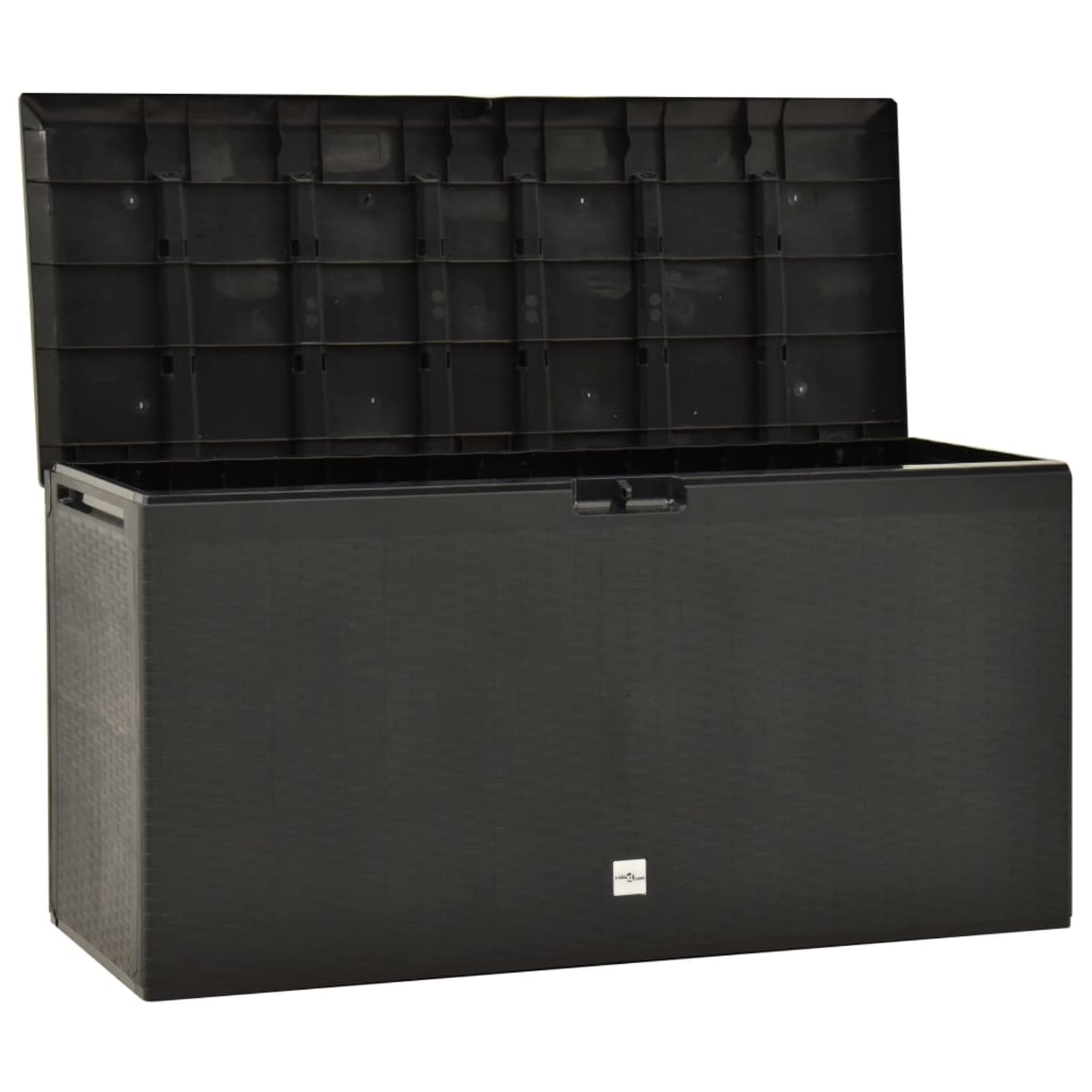 Baule da Giardino Antracite 114x47x60 cm,Baule da Giardino Effetto Legno Organizer Box Giocattoli Multibox Impermeabile Esterni