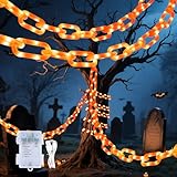 woohaha Halloween Decorations Plastic Chain Lights，10.5FT 175LED Orange Battery/USB Props Chains String Lights,8 Modes and Timer for Outdoor Halloween Party Creepy Cosplay Spooky Ornaments