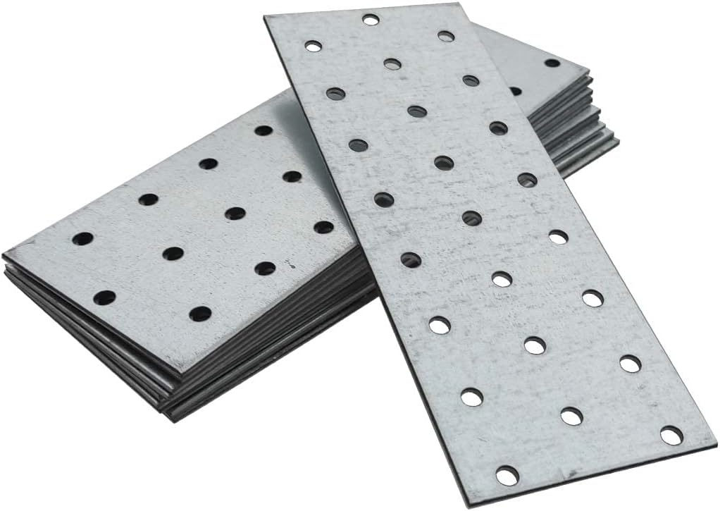 10 x Flat Joining Plates (140 x 60 x 2) Connecting Perforated Metal Brace Bracket Timber Wood Fixing Galvanised Steel Repair Connector