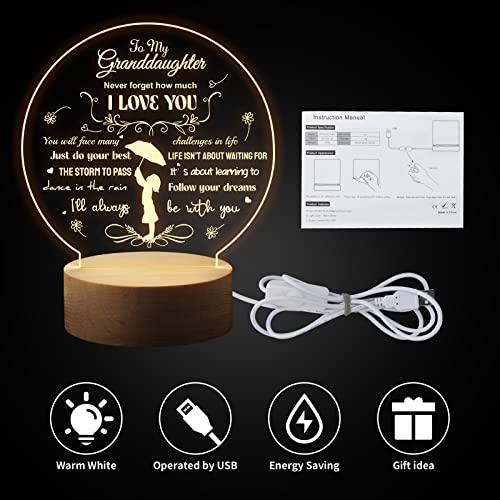 Funnli Granddaughter Gifts From Grandma, Engraved Night Light Birthday Graduation Gifts For Granddaughter, 15Cm*19Cm Night Lamp Anniversary Wedding Birthday Gifts For Granddaughter #TOP4